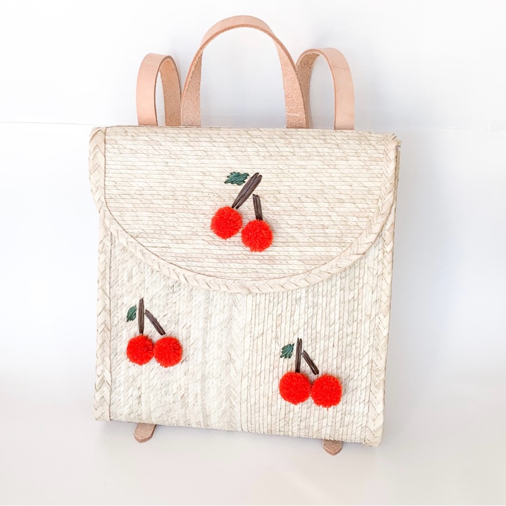 Palm Handmade kids backpack with Cherries.